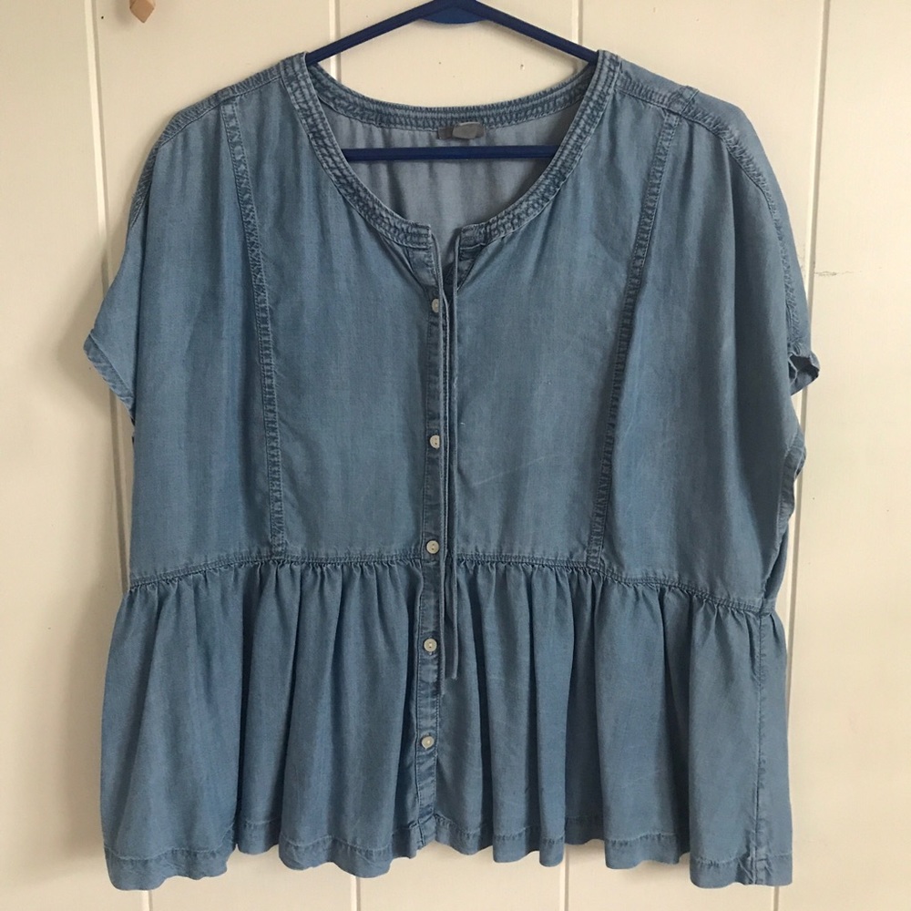 Aerie Denim Chambray Peplum Top